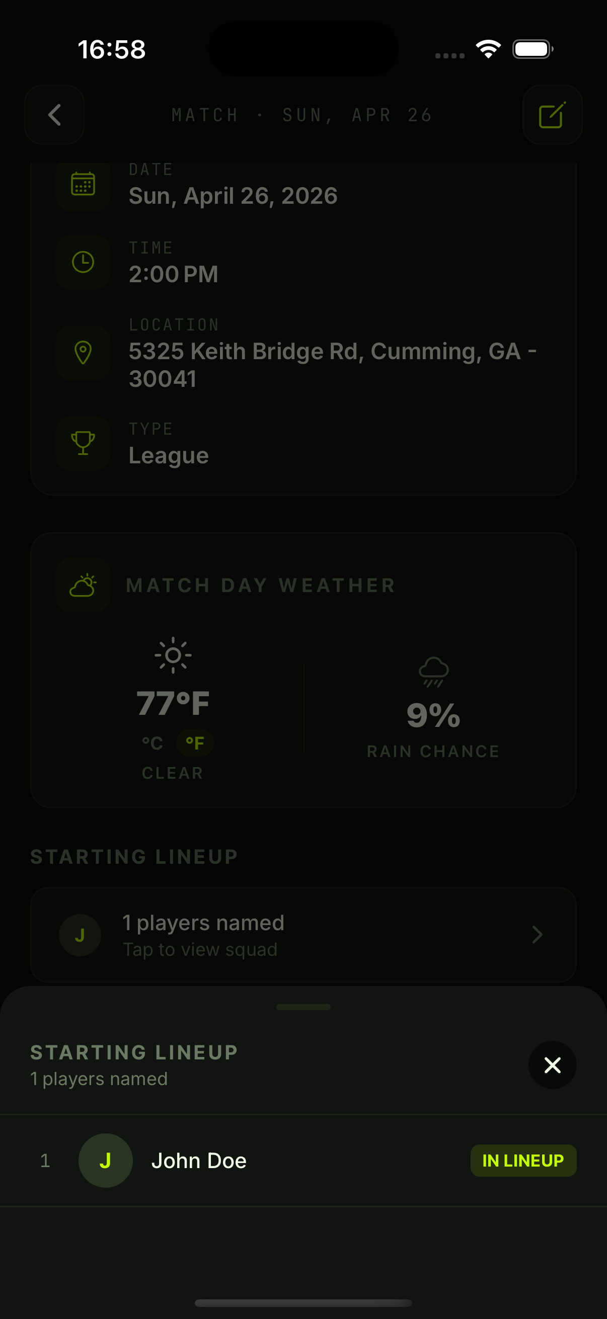 Match detail